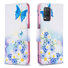 Coque Portefeuille Motif Fantaisie Livre Cuir Etui Clapet B01F pour Realme 8s 5G Bleu