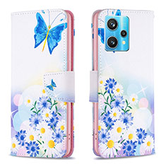 Coque Portefeuille Motif Fantaisie Livre Cuir Etui Clapet B01F pour Realme 9 4G Bleu