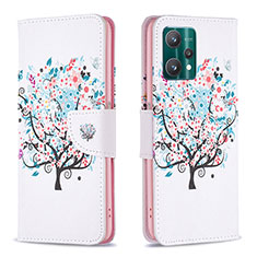 Coque Portefeuille Motif Fantaisie Livre Cuir Etui Clapet B01F pour Realme 9 5G Blanc