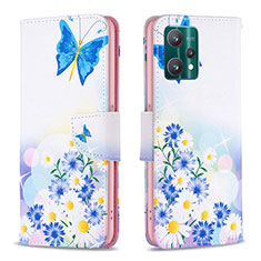 Coque Portefeuille Motif Fantaisie Livre Cuir Etui Clapet B01F pour Realme 9 5G Bleu