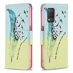 Coque Portefeuille Motif Fantaisie Livre Cuir Etui Clapet B01F pour Realme 9 5G India Pastel Vert