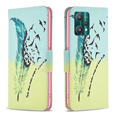 Coque Portefeuille Motif Fantaisie Livre Cuir Etui Clapet B01F pour Realme 9 5G Pastel Vert