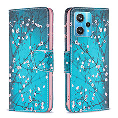 Coque Portefeuille Motif Fantaisie Livre Cuir Etui Clapet B01F pour Realme 9 Pro+ Plus 5G Cyan