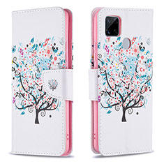 Coque Portefeuille Motif Fantaisie Livre Cuir Etui Clapet B01F pour Realme C12 Blanc