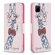 Coque Portefeuille Motif Fantaisie Livre Cuir Etui Clapet B01F pour Realme C25 Rose