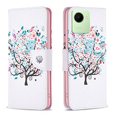 Coque Portefeuille Motif Fantaisie Livre Cuir Etui Clapet B01F pour Realme C30 Blanc