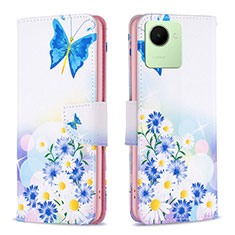 Coque Portefeuille Motif Fantaisie Livre Cuir Etui Clapet B01F pour Realme C30 Bleu