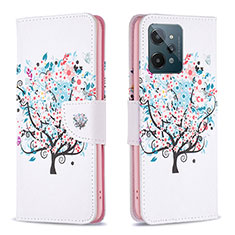 Coque Portefeuille Motif Fantaisie Livre Cuir Etui Clapet B01F pour Realme C31 Blanc