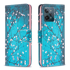 Coque Portefeuille Motif Fantaisie Livre Cuir Etui Clapet B01F pour Realme C31 Cyan