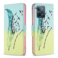 Coque Portefeuille Motif Fantaisie Livre Cuir Etui Clapet B01F pour Realme C31 Pastel Vert