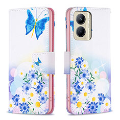 Coque Portefeuille Motif Fantaisie Livre Cuir Etui Clapet B01F pour Realme C33 (2023) Bleu