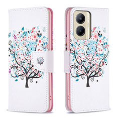 Coque Portefeuille Motif Fantaisie Livre Cuir Etui Clapet B01F pour Realme C33 Blanc