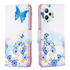 Coque Portefeuille Motif Fantaisie Livre Cuir Etui Clapet B01F pour Realme C35 Bleu