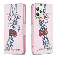 Coque Portefeuille Motif Fantaisie Livre Cuir Etui Clapet B01F pour Realme C35 Rose