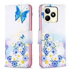 Coque Portefeuille Motif Fantaisie Livre Cuir Etui Clapet B01F pour Realme C53 India Bleu