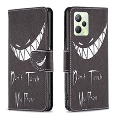 Coque Portefeuille Motif Fantaisie Livre Cuir Etui Clapet B01F pour Realme Narzo 50A Prime Noir