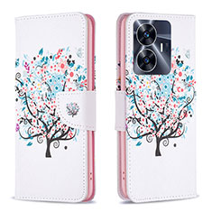 Coque Portefeuille Motif Fantaisie Livre Cuir Etui Clapet B01F pour Realme Narzo N55 Blanc