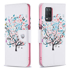 Coque Portefeuille Motif Fantaisie Livre Cuir Etui Clapet B01F pour Realme Q3 5G Blanc