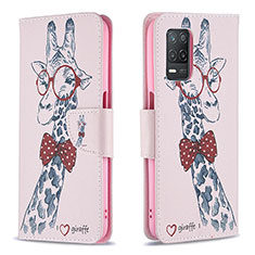 Coque Portefeuille Motif Fantaisie Livre Cuir Etui Clapet B01F pour Realme Q3 5G Rose