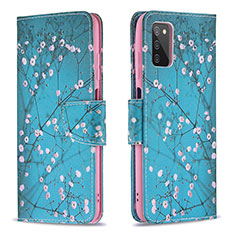 Coque Portefeuille Motif Fantaisie Livre Cuir Etui Clapet B01F pour Samsung Galaxy A03s Cyan