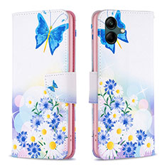 Coque Portefeuille Motif Fantaisie Livre Cuir Etui Clapet B01F pour Samsung Galaxy A04 4G Bleu