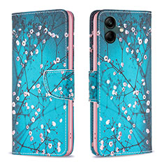 Coque Portefeuille Motif Fantaisie Livre Cuir Etui Clapet B01F pour Samsung Galaxy A04 4G Cyan