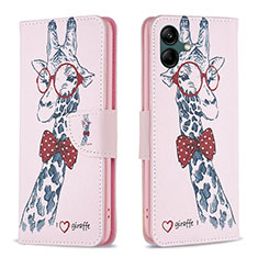 Coque Portefeuille Motif Fantaisie Livre Cuir Etui Clapet B01F pour Samsung Galaxy A04 4G Rose