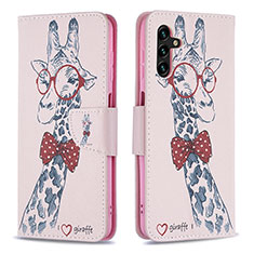 Coque Portefeuille Motif Fantaisie Livre Cuir Etui Clapet B01F pour Samsung Galaxy A04s Rose