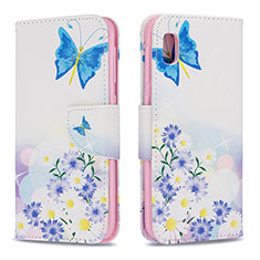 Coque Portefeuille Motif Fantaisie Livre Cuir Etui Clapet B01F pour Samsung Galaxy A10e Bleu