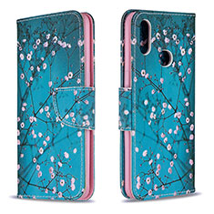 Coque Portefeuille Motif Fantaisie Livre Cuir Etui Clapet B01F pour Samsung Galaxy A10s Cyan