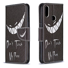 Coque Portefeuille Motif Fantaisie Livre Cuir Etui Clapet B01F pour Samsung Galaxy A10s Noir