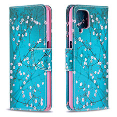 Coque Portefeuille Motif Fantaisie Livre Cuir Etui Clapet B01F pour Samsung Galaxy A12 5G Cyan