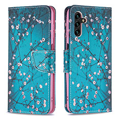 Coque Portefeuille Motif Fantaisie Livre Cuir Etui Clapet B01F pour Samsung Galaxy A13 5G Cyan