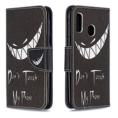 Coque Portefeuille Motif Fantaisie Livre Cuir Etui Clapet B01F pour Samsung Galaxy A20e Noir