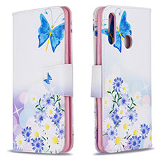 Coque Portefeuille Motif Fantaisie Livre Cuir Etui Clapet B01F pour Samsung Galaxy A20s Bleu