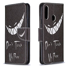 Coque Portefeuille Motif Fantaisie Livre Cuir Etui Clapet B01F pour Samsung Galaxy A20s Noir