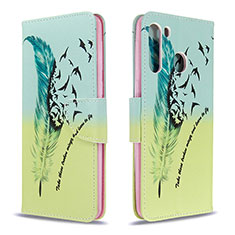 Coque Portefeuille Motif Fantaisie Livre Cuir Etui Clapet B01F pour Samsung Galaxy A21 Pastel Vert