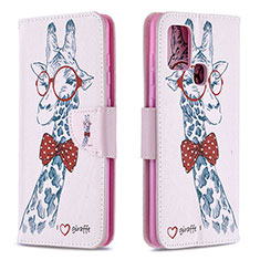 Coque Portefeuille Motif Fantaisie Livre Cuir Etui Clapet B01F pour Samsung Galaxy A21s Rose