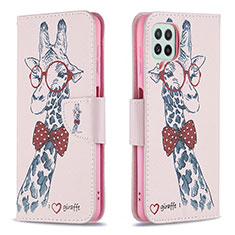 Coque Portefeuille Motif Fantaisie Livre Cuir Etui Clapet B01F pour Samsung Galaxy A22 4G Rose