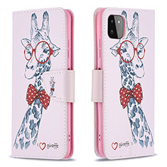 Coque Portefeuille Motif Fantaisie Livre Cuir Etui Clapet B01F pour Samsung Galaxy A22 5G Rose