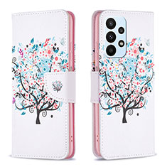 Coque Portefeuille Motif Fantaisie Livre Cuir Etui Clapet B01F pour Samsung Galaxy A23 4G Blanc