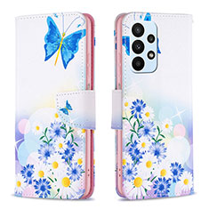 Coque Portefeuille Motif Fantaisie Livre Cuir Etui Clapet B01F pour Samsung Galaxy A23 4G Bleu