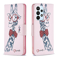 Coque Portefeuille Motif Fantaisie Livre Cuir Etui Clapet B01F pour Samsung Galaxy A23 4G Rose