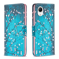 Coque Portefeuille Motif Fantaisie Livre Cuir Etui Clapet B01F pour Samsung Galaxy A23e 5G Cyan