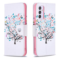 Coque Portefeuille Motif Fantaisie Livre Cuir Etui Clapet B01F pour Samsung Galaxy A24 4G Blanc