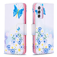 Coque Portefeuille Motif Fantaisie Livre Cuir Etui Clapet B01F pour Samsung Galaxy A24 4G Bleu