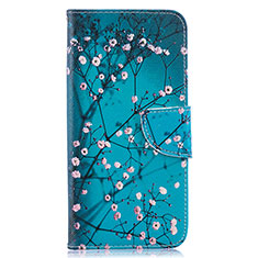 Coque Portefeuille Motif Fantaisie Livre Cuir Etui Clapet B01F pour Samsung Galaxy A30S Cyan