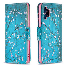 Coque Portefeuille Motif Fantaisie Livre Cuir Etui Clapet B01F pour Samsung Galaxy A32 4G Cyan