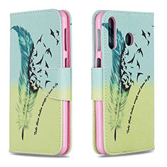 Coque Portefeuille Motif Fantaisie Livre Cuir Etui Clapet B01F pour Samsung Galaxy A40s Pastel Vert