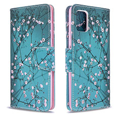 Coque Portefeuille Motif Fantaisie Livre Cuir Etui Clapet B01F pour Samsung Galaxy A51 5G Cyan